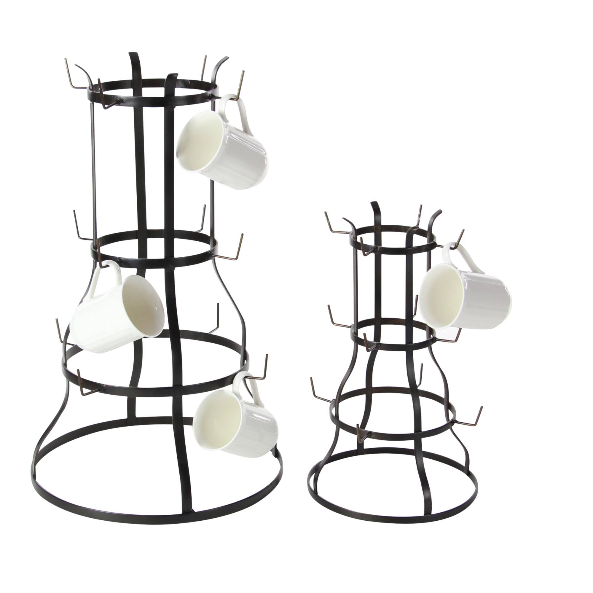 16" & 24" Black Metal Farmhouse Mug Holder Set